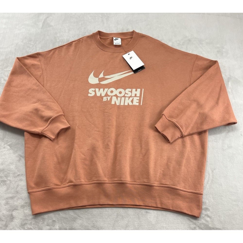 Nike Oversized Sweatshirt Women Small Brown Fleece Crewneck Swoosh Outdoors NWT